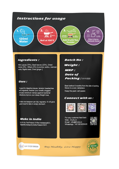 Back view of a product packaging with usage instructions, ingredients, and contact information.
